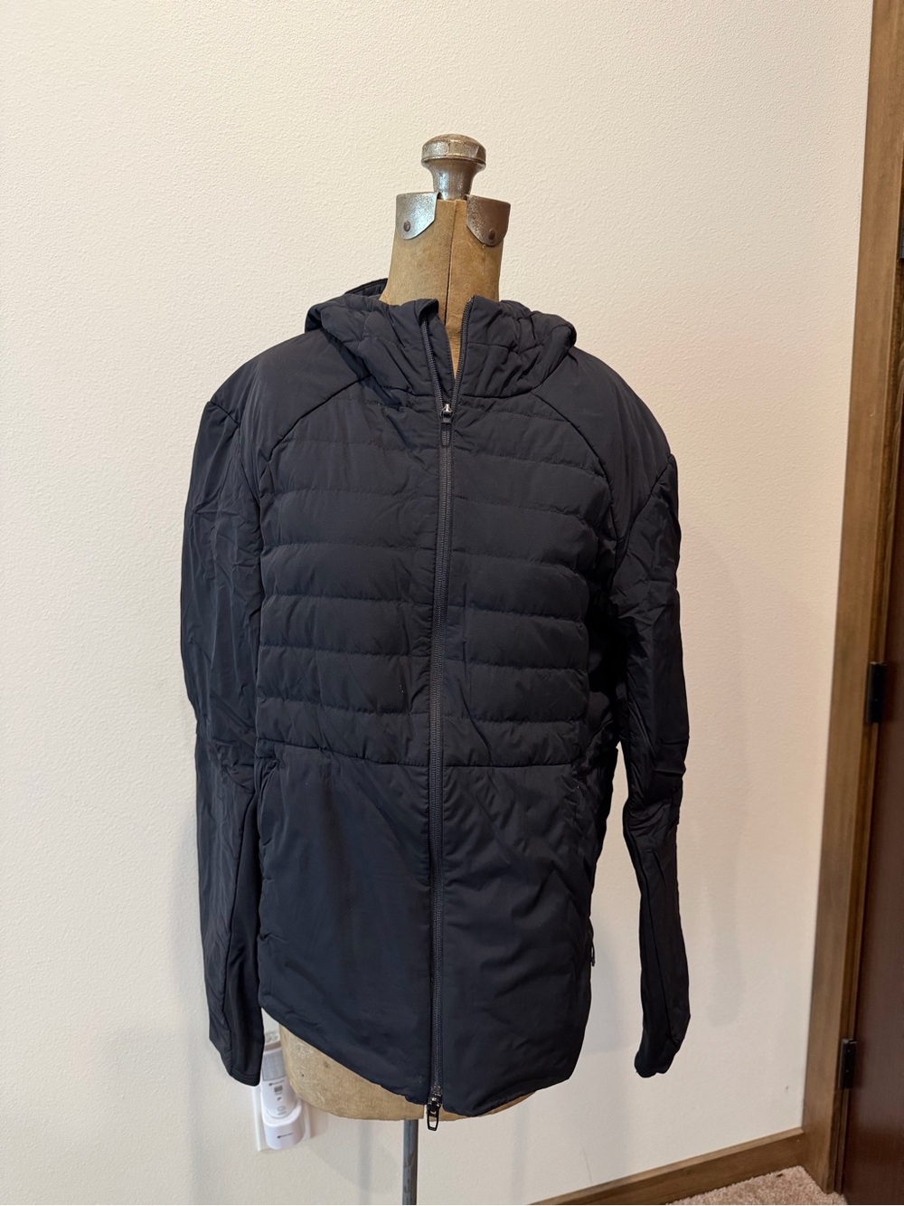 lululemon athletica Black Hooded Lightweight Quilted Puffer